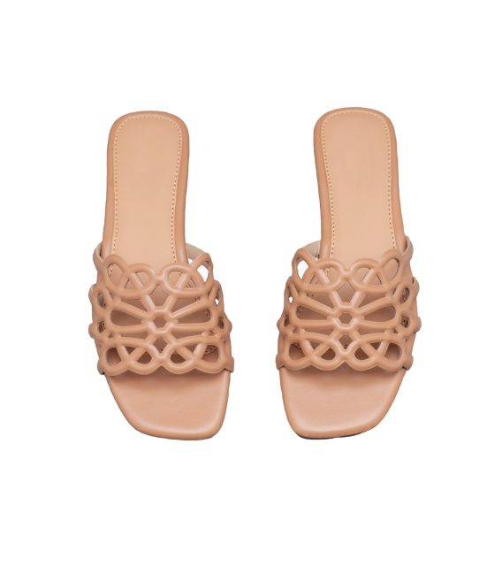 Women's beige summer elegant flip-flops