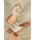 Comfortable beige summer slippers with tassel