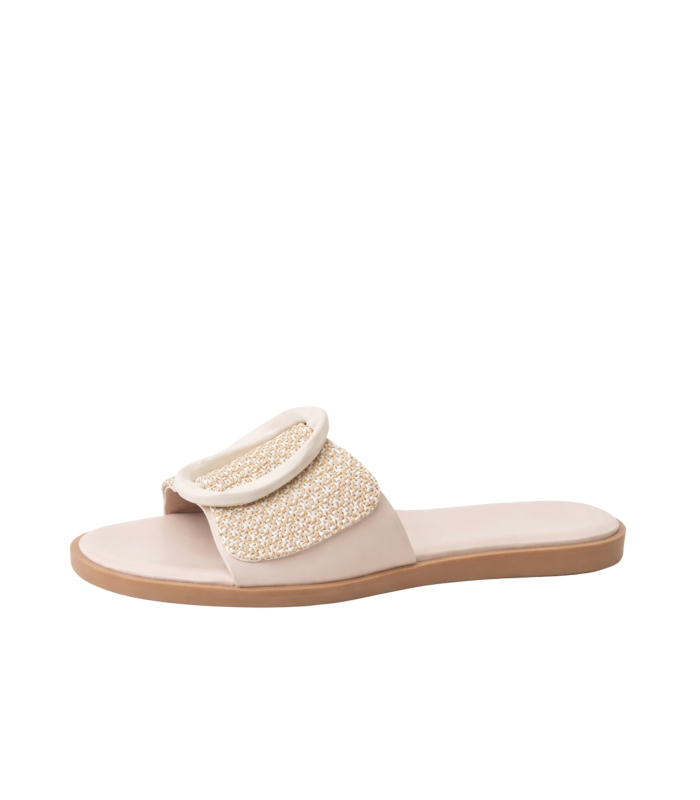 Women's elegant beige slippers