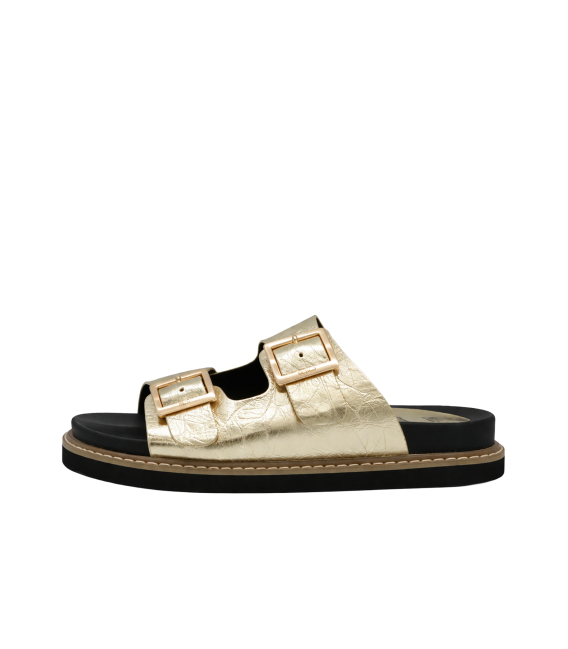  Women's gold flip-flops