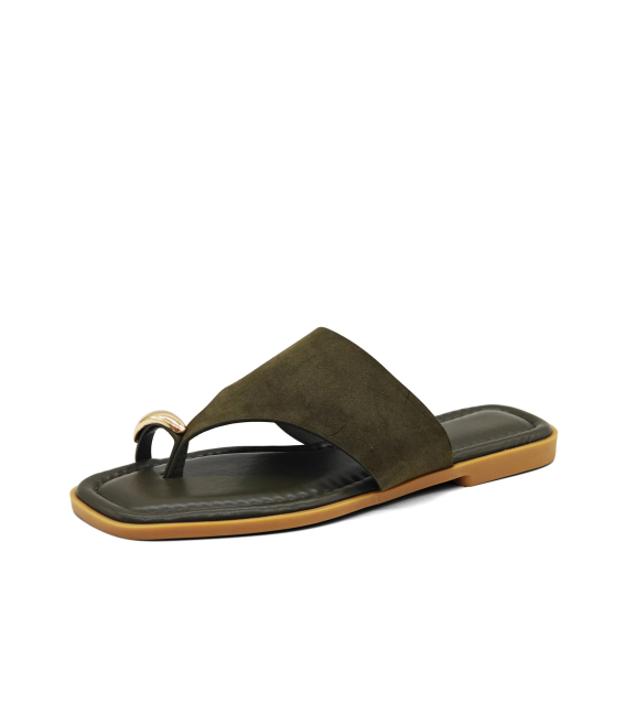  Women's suede green slippers