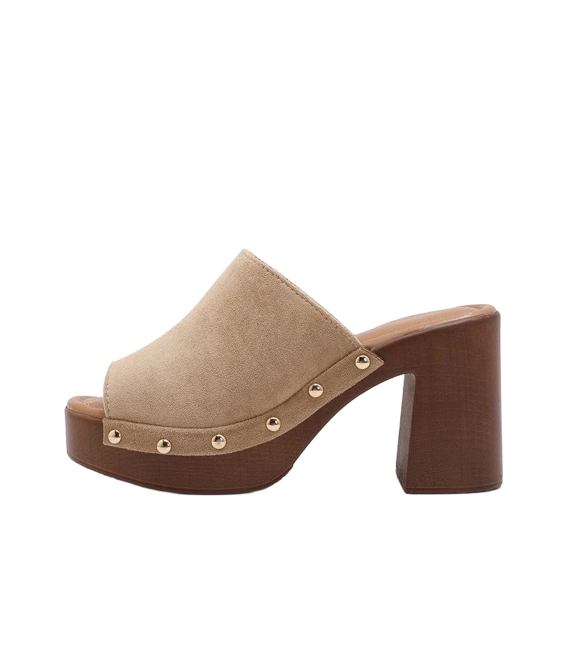 High beige women's slippers