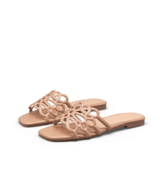 Women's beige summer elegant flip-flops