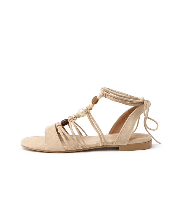 Women's beige lace-up sandals