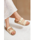 Women's beige flip-flops with buckles