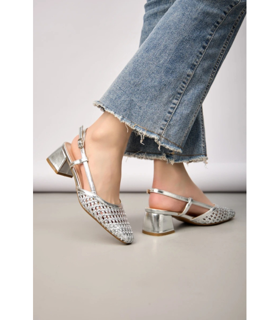 Women's modern silver sandals