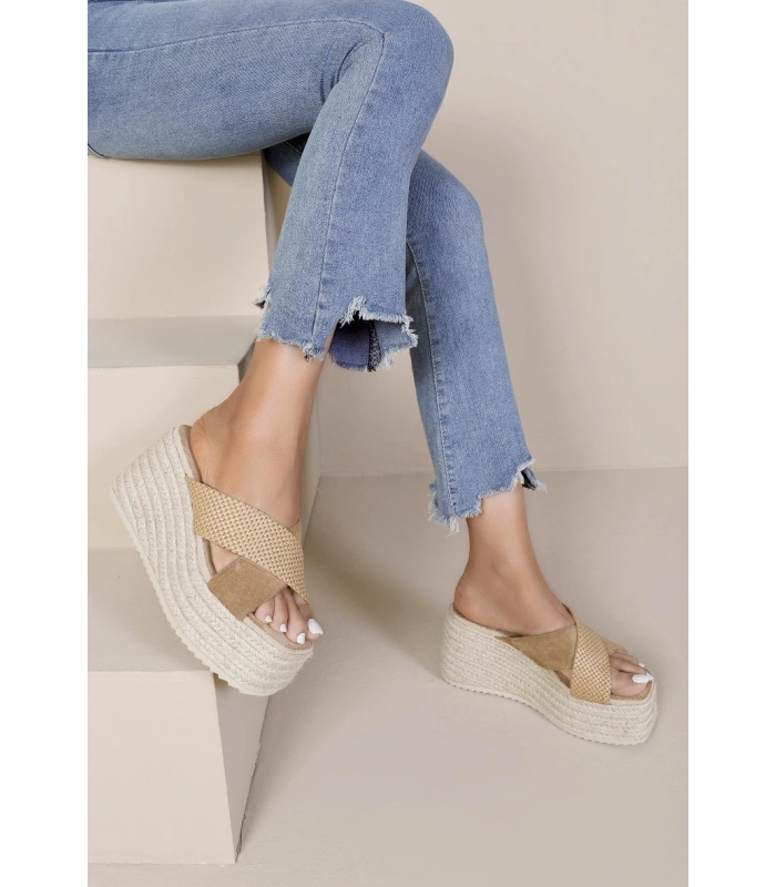 Beige platform sandals