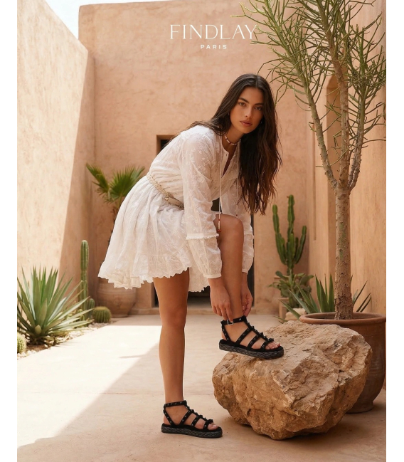 Black sandals with rhinestones