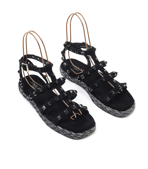 Black sandals with rhinestones