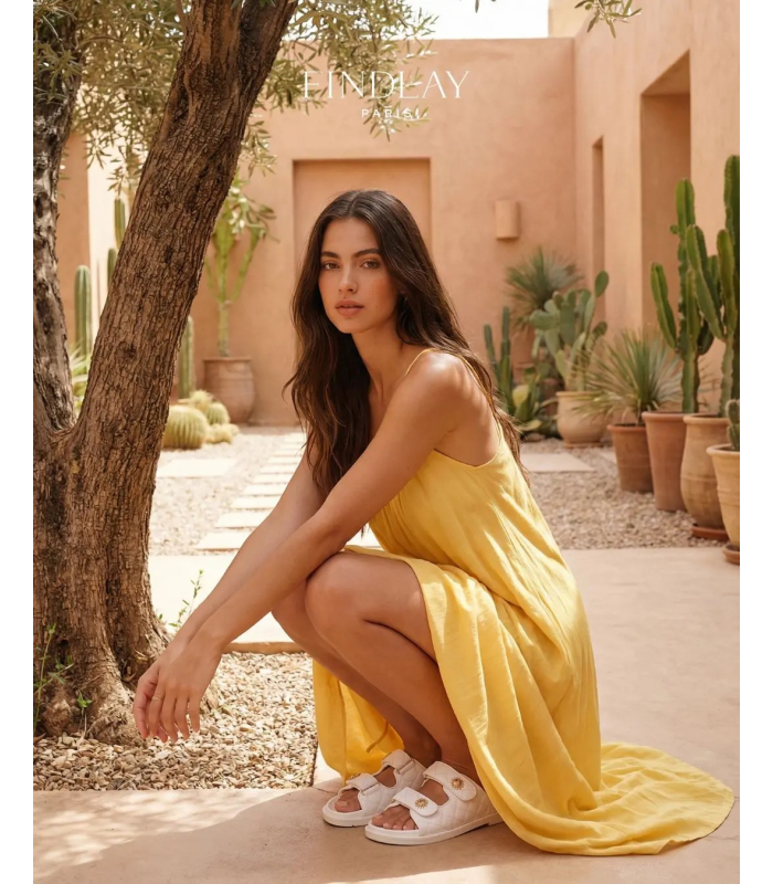 White summer flip-flops with decorations