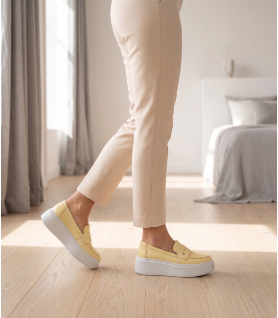 Yellow stylish loafers 2496