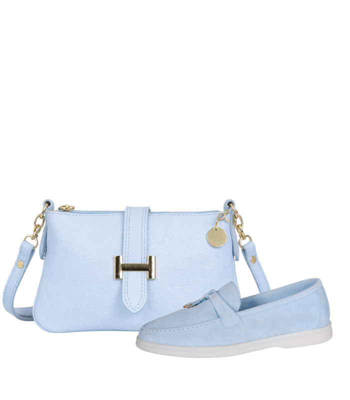 Discounted set of women's blue low shoes 041-3012-1 + handbag Hana