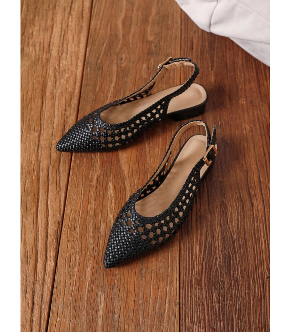Black woven sandals