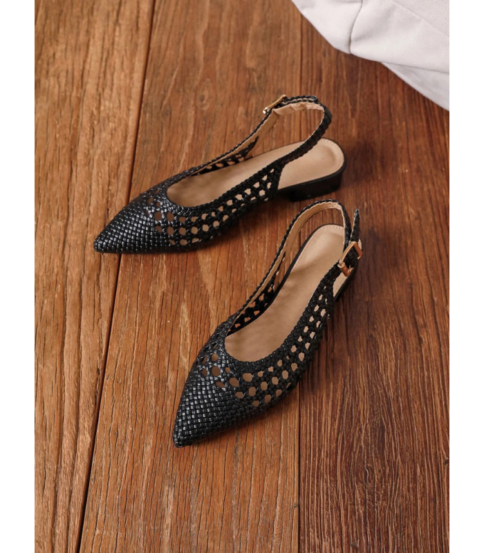 Black woven sandals