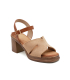 Women's beige sandals with a thick heel