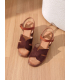 Women's brown sandals with a thick heel