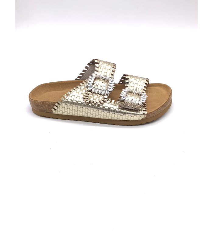 Women's gold flip-flops