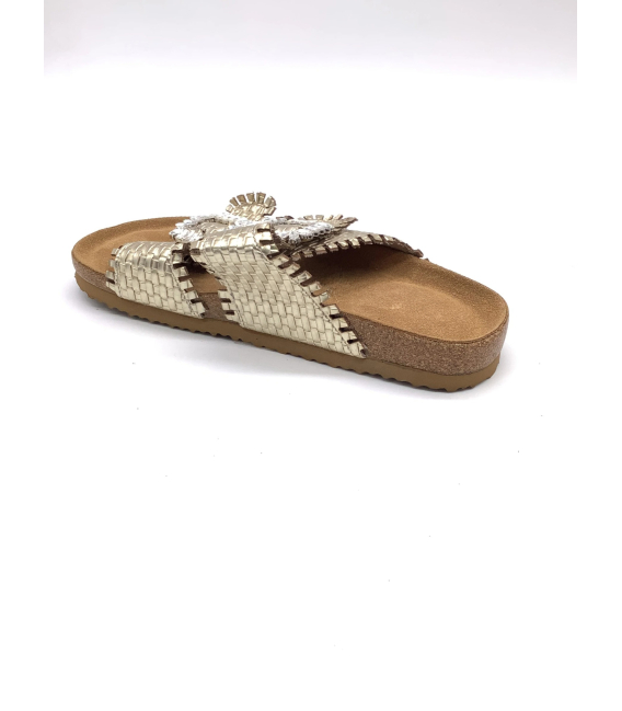 Women's gold flip-flops