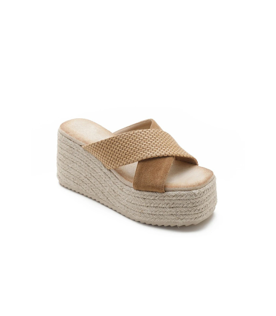 Beige platform sandals