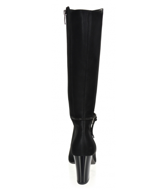 Black heeled boots with decorative lace 2279 