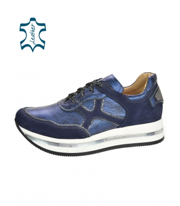 Blue-silver sneakers with a pattern on a white sole KARLA DTE3300 
