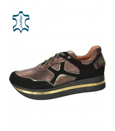 Black-burgundy sneakers with a pattern on a black sole KARLA DTE3300 