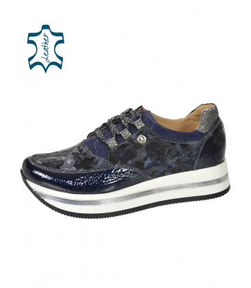 Black-blue sneakers with camouflage pattern on the sole KARLA DTE2118 