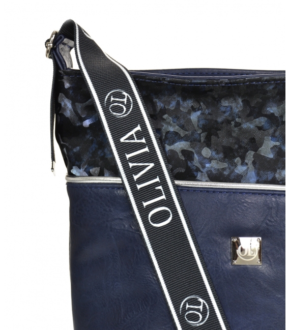 Blue larger crossbody handbag with camouflage pattern KALISTO