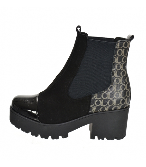 Black ankle boots with monogram on the thick heel DKO2265 