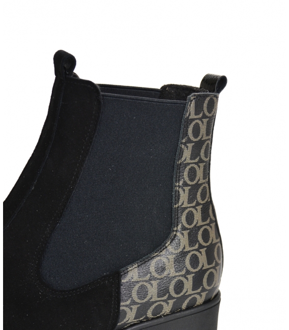 Black ankle boots with monogram on the thick heel DKO2265 