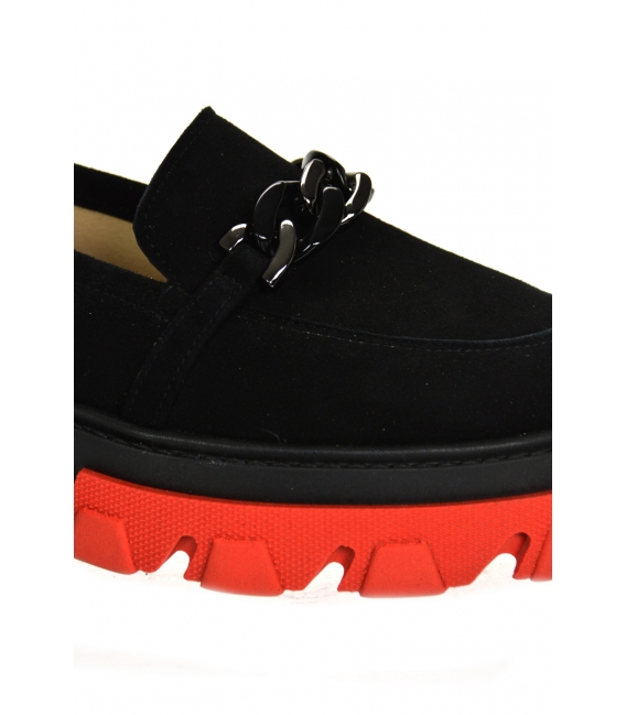 Black extravagant low shoes with chain DBA2268
