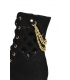 Black perforated ankle boots with gold decoration DKO2278 