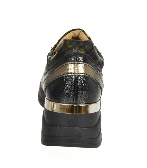 Black gold sneakers with a green camouflage pattern on the sole TAMIRA DTE3307