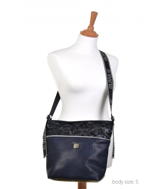 Blue larger crossbody handbag with camouflage pattern KALISTO