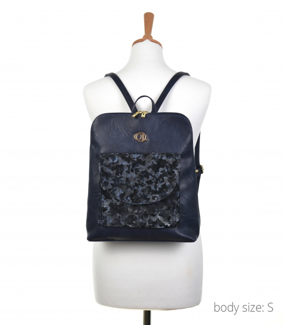 Blue backpack with camouflage front pocket Lucia