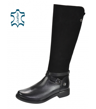 Black riding boots with strap 9012