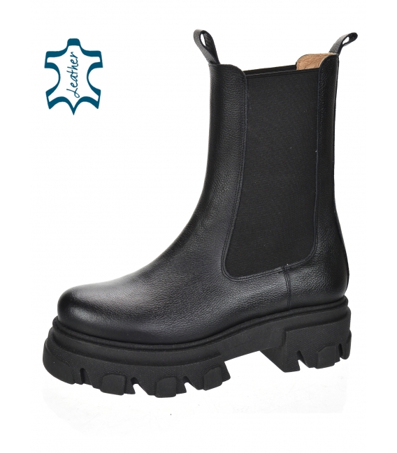 Black low boots with elastic material 8120