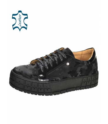 Black sneakers with camouflage pattern on the sole Hanza DTE3097
