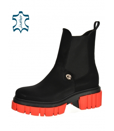 Black ankle boots on a red sole 2302 