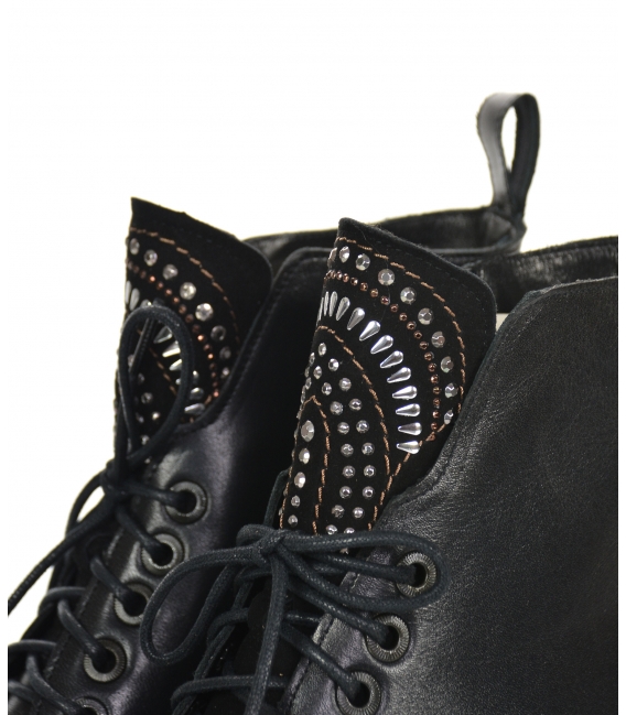 Black stylish ankle boots with decorative stones 2251 