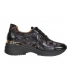 Black sneakers with smooth patent leather and burgundy camouflage pattern on the sole TAMIRA K894