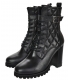Black quilted boots on a thick heel 8156-B334