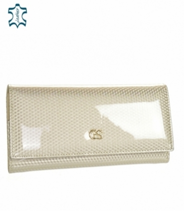 Dámska béžová lakovaná peňaženka s jemným vzorom GROSSO