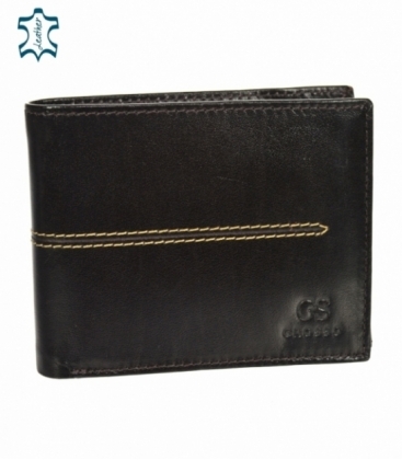Pánska kožená tmavohnedá peňaženka s prešívaním GROSSO TMS-51R-033choco brown