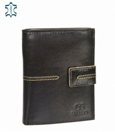 Pánska kožená tmavohnedá peňaženka s prešívaním GROSSO TMS-51R-032