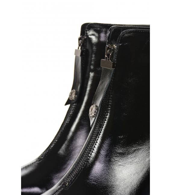 Black glossy ankle boots with zipper 2248 