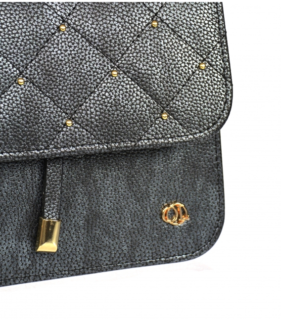 Steel-blue handbag with gold applications BOBI 