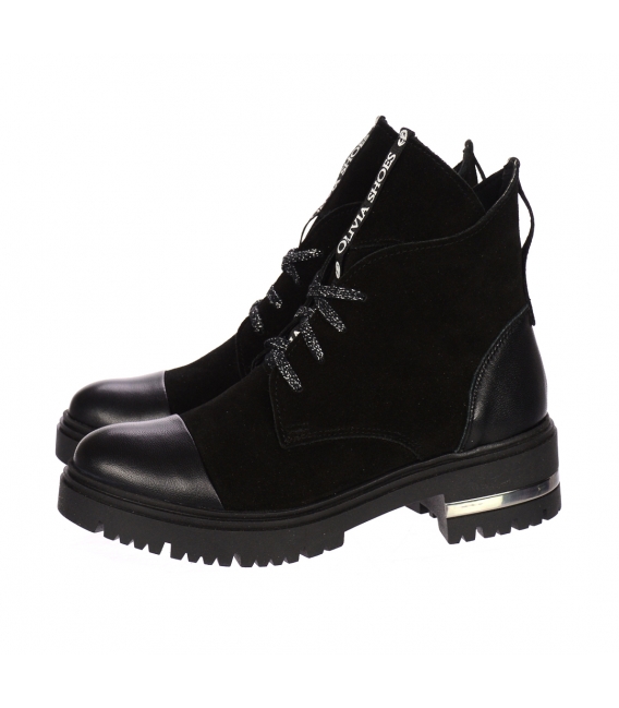 Black comfortable ankle boots with a decorative strap OL on the Aphrodite sole 3206 