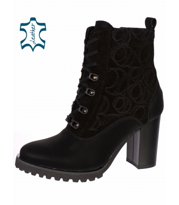 Black quilted ankle boots on heel 2260 