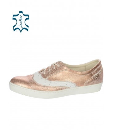 Metallic pink sneakers with white application 504